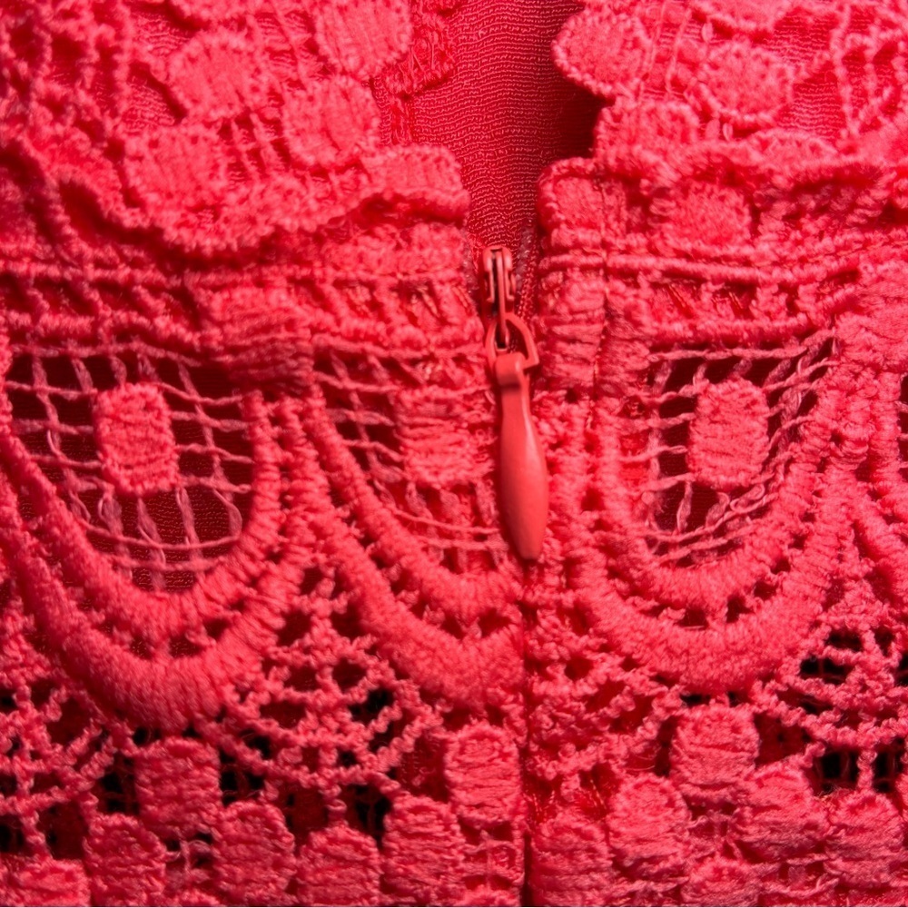 Wishlist Apparel Lace Insert Coral Dress size Large NEW Bohemian Ruffle V Neck - Picture 7 of 10